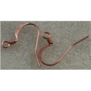 Earrings Flat hooks (per pair) Pink Copper  ea