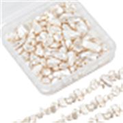 Shell Pearl Shards Dyed White 7x8-26x5mm Per Strand. Approx 43 beads