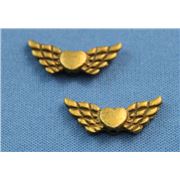 Angel Wings - Heart Wings Antique Bronze 22x9mm ea