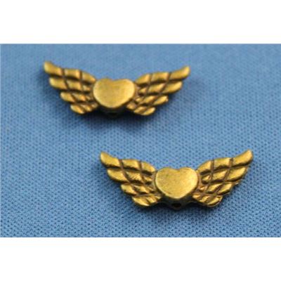 Angel Wings - Heart Wings Antique Bronze 22x9mm ea