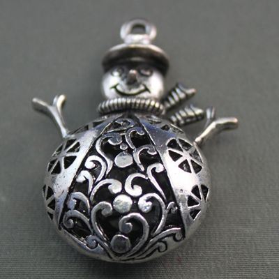 Pendant Snowman Hollow Antique Silver ea