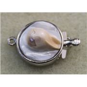 Clasp 1 Strand Shell Clasp Antique Silver ea