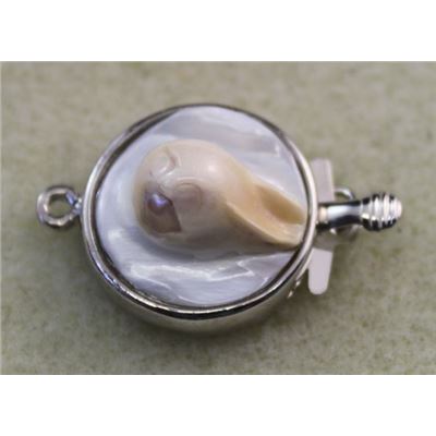 Clasp 1 Strand Shell Clasp Antique Silver ea