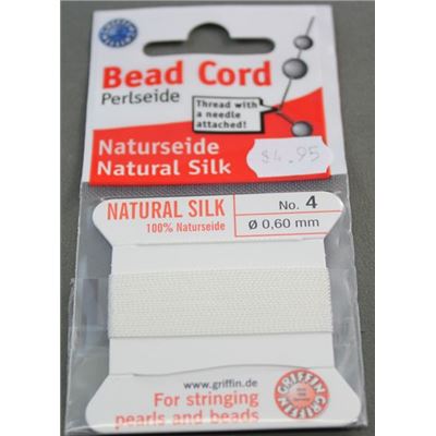 Griffin Silk Cord  with Needle White 0.060mm ea