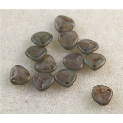 Rose Petal 8x7mm Milky Peridot - Copper Picasso ea