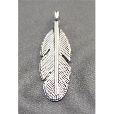 Charm Feather Antique Silver 9x30mm ea