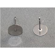 Earrings  Pad Stud (per pair) Surgical Steel 8mm ea