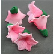 Clay Large Trumpet Flower BeadAssorted Colours 22x20mm ea