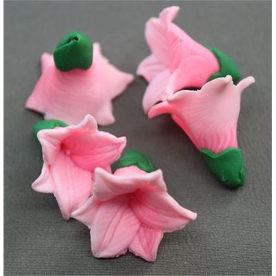 Clay Large Trumpet Flower BeadAssorted Colours 22x20mm ea