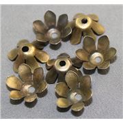 Bead Cap Fluted Flower Antique Brass 14mm ea