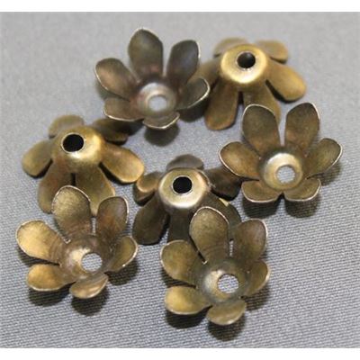 Bead Cap Fluted Flower Antique Brass 14mm ea