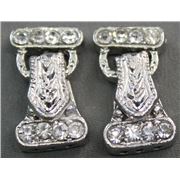 Clasp Fold Over Magnetic Rhinestone 3 Strand Nickel 14x25mm ea