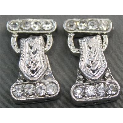 Clasp Fold Over Magnetic Rhinestone 3 Strand Nickel 14x25mm ea