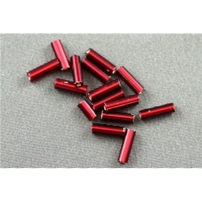 Bugle Red Silver Lined 6mm - Minimum 12g