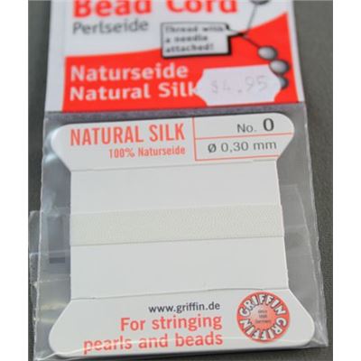 Griffin Silk Cord  with Needle White  0.30mm ea