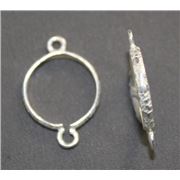 Crimp Bezel Cap Setting w/ 2 Loops Silver Round Fits 14mm dia