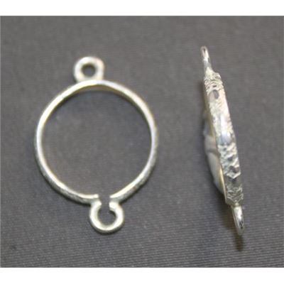 Crimp Bezel Cap Setting w/ 2 Loops Silver Round Fits 14mm dia
