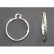 Crimp Bezel Cap Setting w/ 1 Loop Silver Round Fits 16mm dia