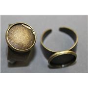 Adjustable  Ring  Shank Cabochon Setting Ant. Bronze 14mm ea