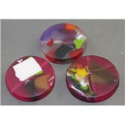 Resin Pendant Multi Coloured Round 33mm ea