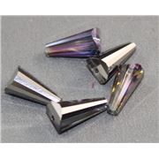 Glass Conical Beads Silver Grey Purple AB 15x8mm  ea
