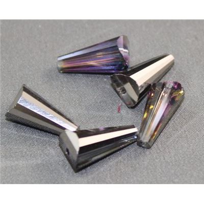 Glass Conical Beads Silver Grey Purple AB 15x8mm  ea