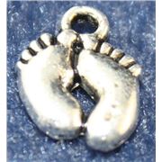 Charm Baby Feet 14x10mm Antique Silver each.