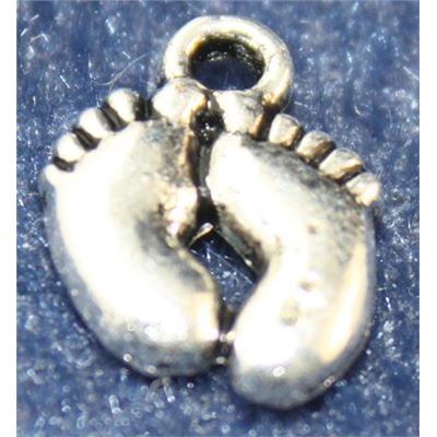 Charm Baby Feet 14x10mm Antique Silver each.