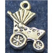 Charm Baby Carriage & Buggy 19x12mm Antique Silver each