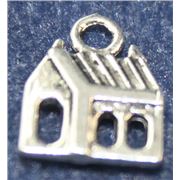 Charm House 13x17mm Antique Silver each