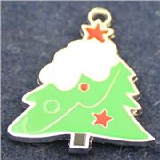 Charm Enamel Christmas Tree  37x31mm Silver each