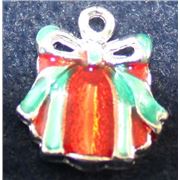 Charm Enamel Christmas Gift Box Christmas 19x17mm Silver each