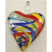 Focal Glass Heart Pendant Multicoloured  Transparent 42x30mm ea