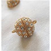 Magnetic Rhinestone Clasp  Gold 12mm ea