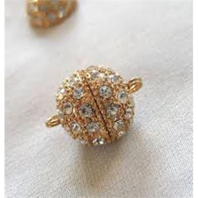 Magnetic Rhinestone Clasp  Gold 12mm ea