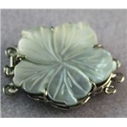 Clasp 3 Strand Shell Flower  Antique Silver 34mm ea