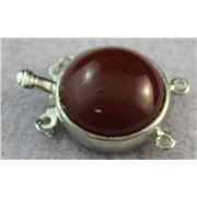 Red Agate Box Clasp 2 Strand Nickel 27mmmm ea