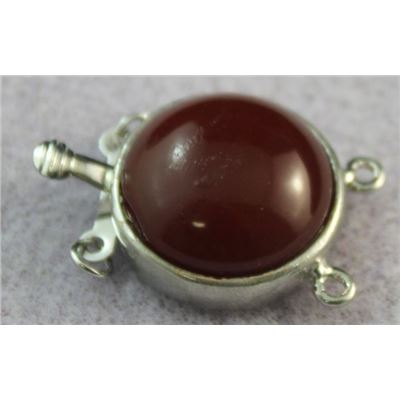 Red Agate Box Clasp 2 Strand Nickel 27mmmm ea