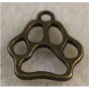 Charm Dog Footprint Antique Brass 19x16mm each
