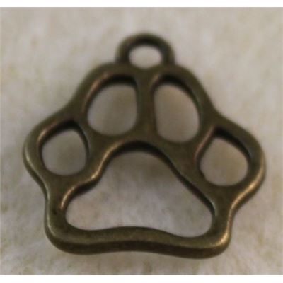 Charm Dog Footprint Antique Brass 19x16mm each