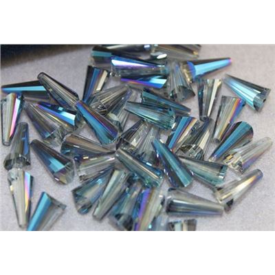 Glass Conical Beads Blue AB 15x8mm  ea