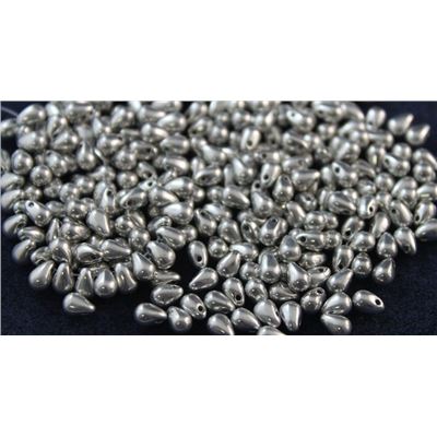 Czech Glass Drop Silver 4x6mm ea