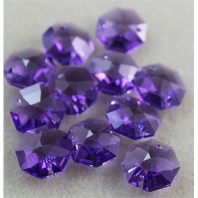 Preciosa Crystal Octagon 2 hole Violet Transparent 14mm ea