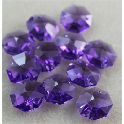 Preciosa Crystal Octagon 2 hole Violet Transparent 14mm ea