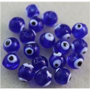 Glass Evil Eye  Sapphire Round 8mm ea