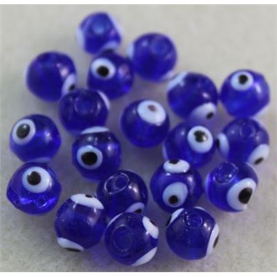 Glass Evil Eye  Sapphire Round 8mm ea