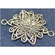 Connector Flower Antique Silver 40x28mm ea.