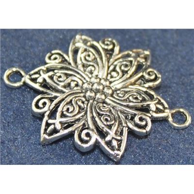 Connector Flower Antique Silver 40x28mm ea.