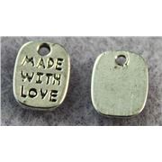 Charms "Made with Love" Antique Silver 12mm ea.