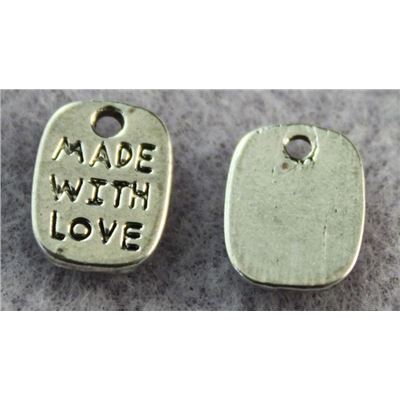 Charms "Made with Love" Antique Silver 12mm ea.